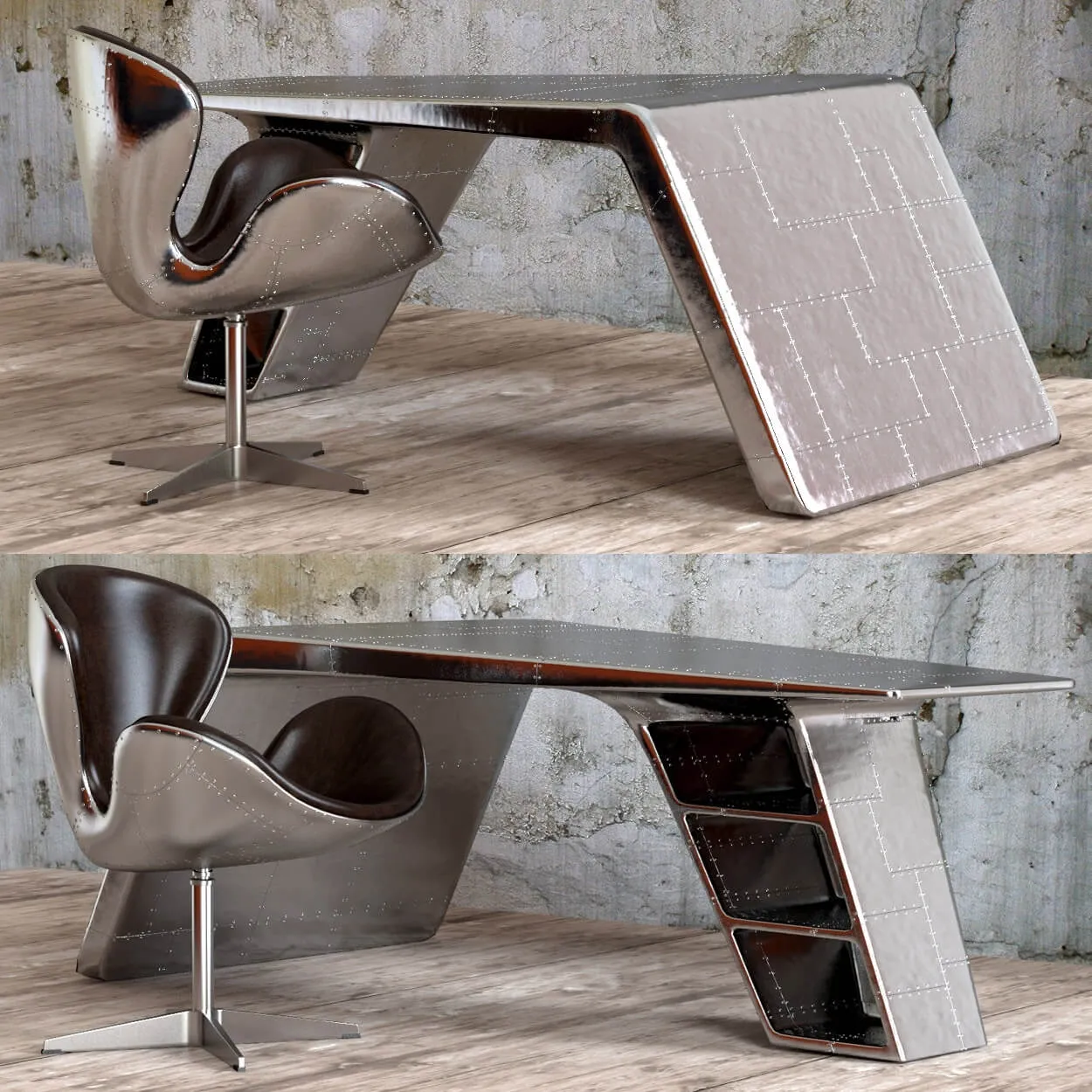 furniture - Aviator desk and chair 3D Model