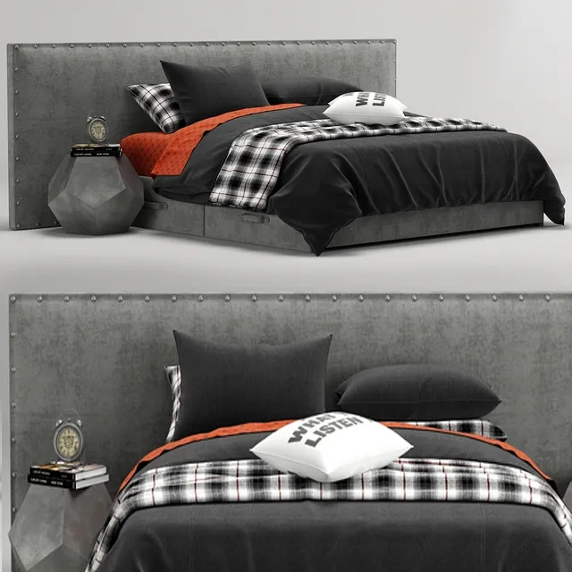 furniture - Axel Wide Storage Bed 3D Model