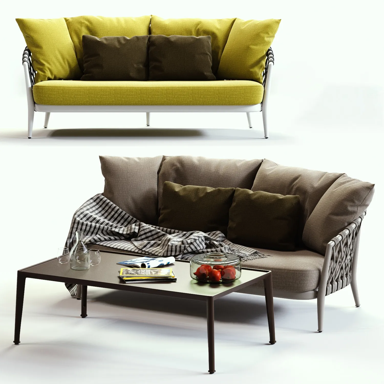furniture - B and B Italia Erica grey and yellow sofa 3D Model