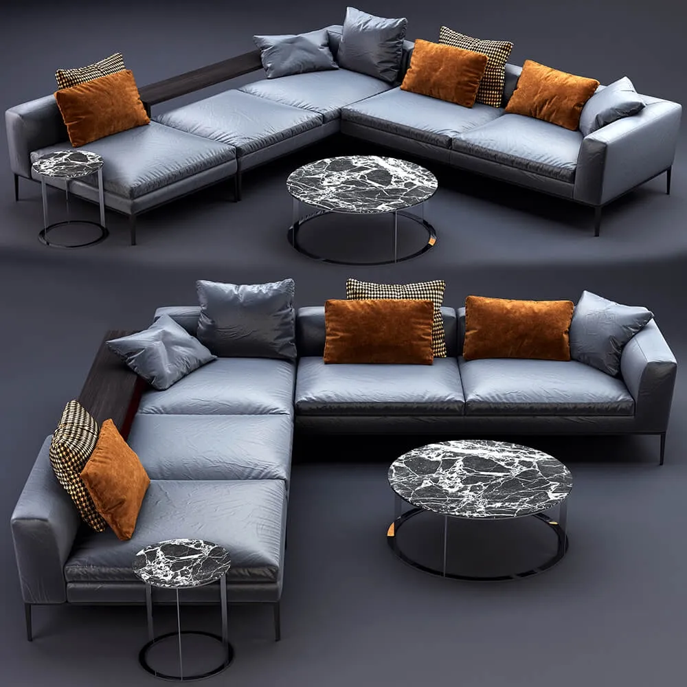 furniture - B and B Italia Michel leather sofa 3D Model