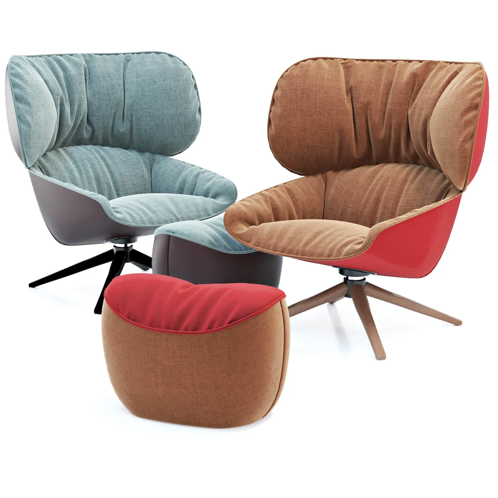 furniture - B and B Italia Tabano armchair and pouf 3D Model