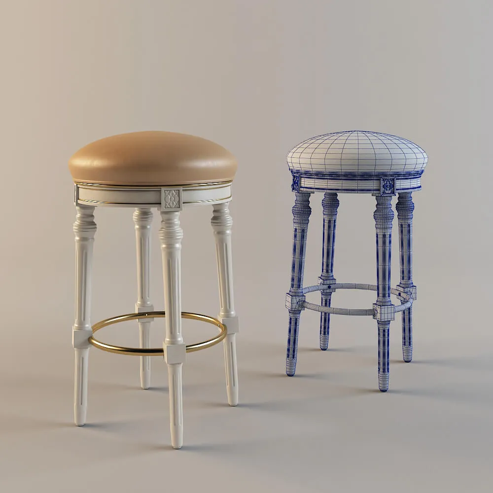 furniture - Backless classic bar stool 3D Model