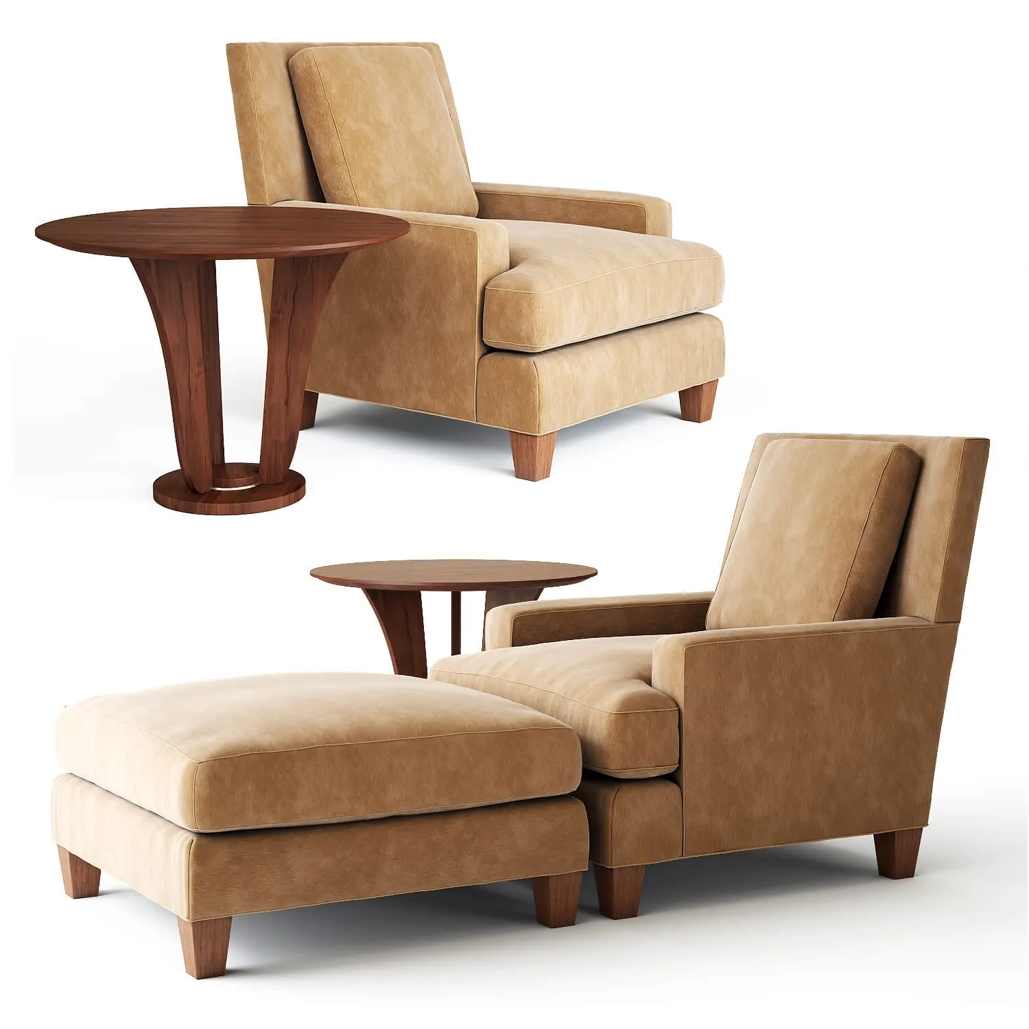 furniture - Baker Barbara Barry Chair and Table 3D Model