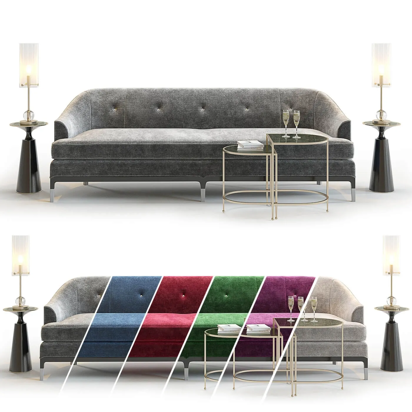 furniture - Baker Carnelian Sofa 3D Model