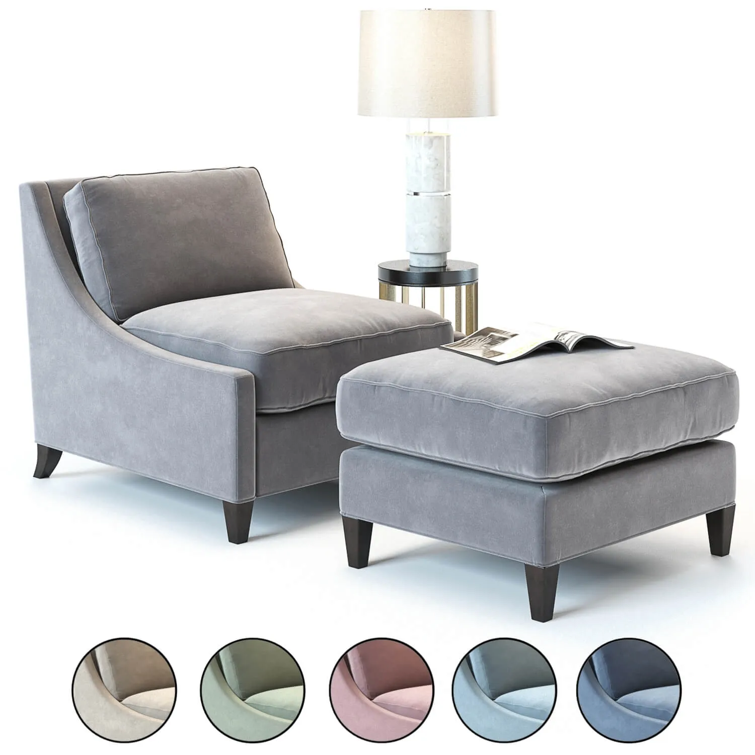 furniture - Baker Curved Back lounge chair 3D Model