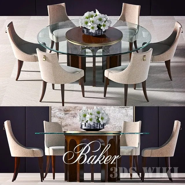 furniture - BAKER DINING TABLE WITH CHAIRS 3D Model