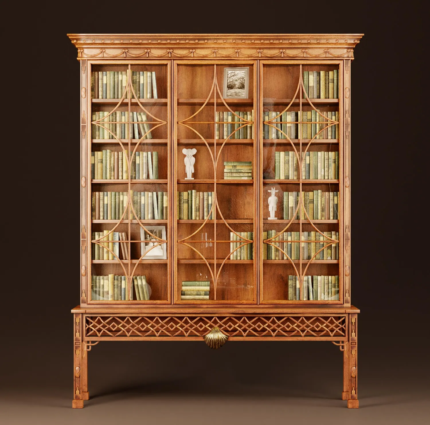 furniture - Baker Irish Chinese Chippendale Mahogany Cabinet 3D Model