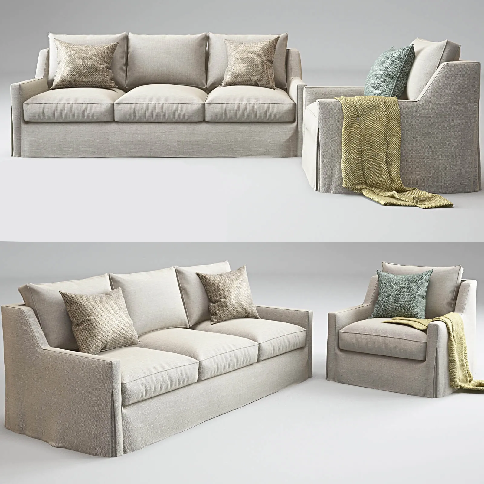 furniture - Baker Tiburon sofa Tiburon Lounge Chair Barbara Barry 3D Model