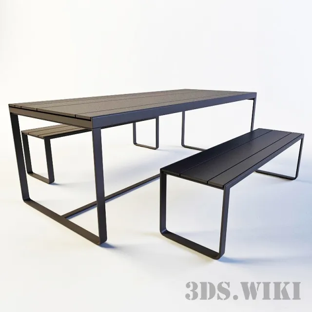 furniture - Banco flat table and bench 3D Model