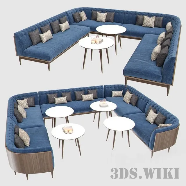 furniture - Banquet Seating and table 3D Model