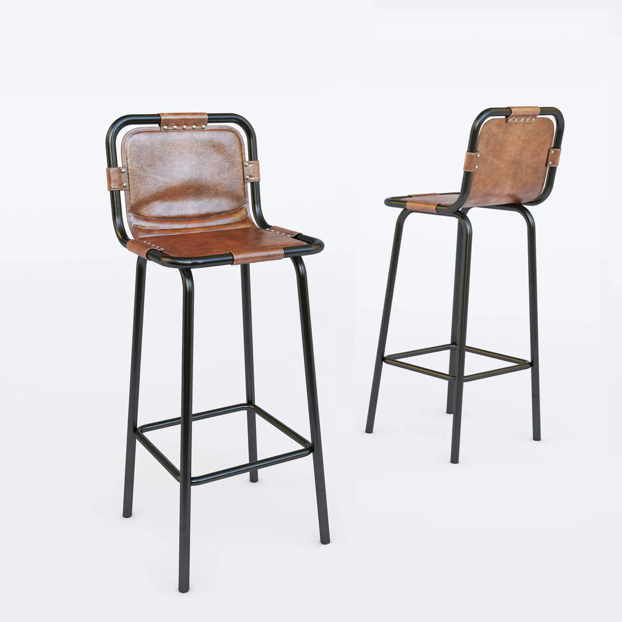 furniture - Bar chair with leather set 3D Model