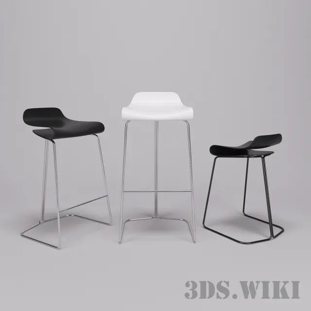 furniture - Bar stool BCN Slide Base Kristalia 3D Model