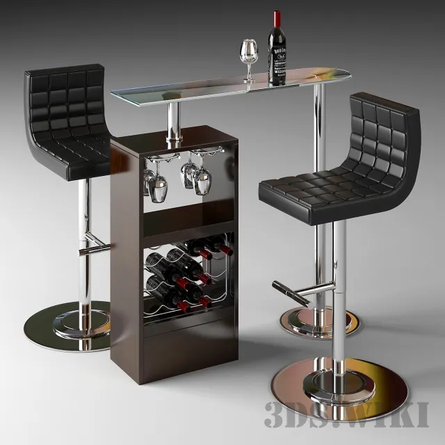 furniture - BAR TABLE AND CHAIRS 3D Model