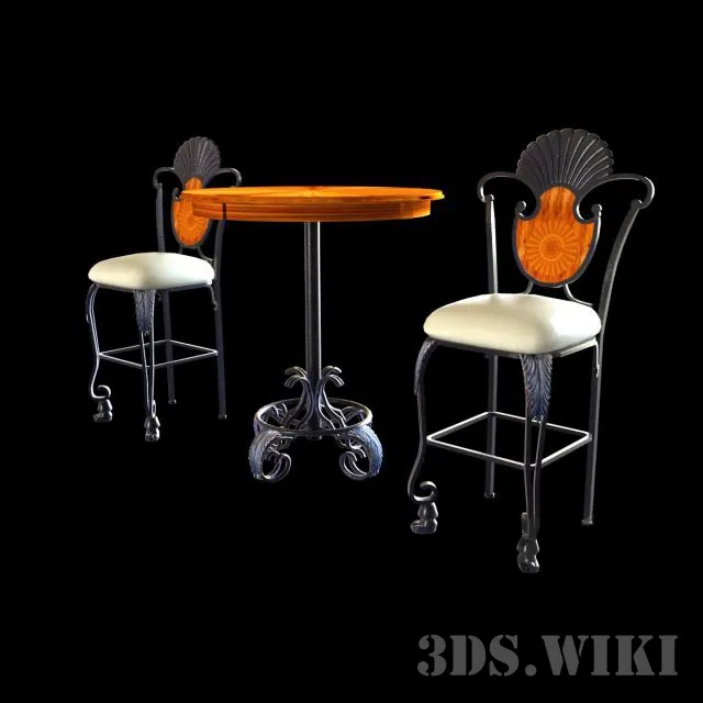 furniture - BAR TABLE AND CHAIRS 3D Model