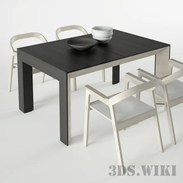 furniture - Bauline Perspectiva table and chair 3D Model