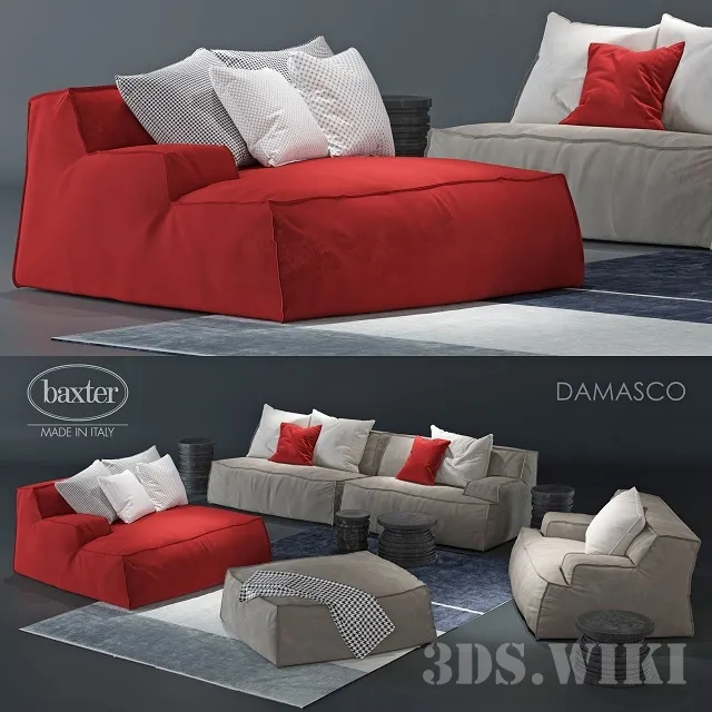 furniture - Baxter Damasco sofa and armchair 3D Model