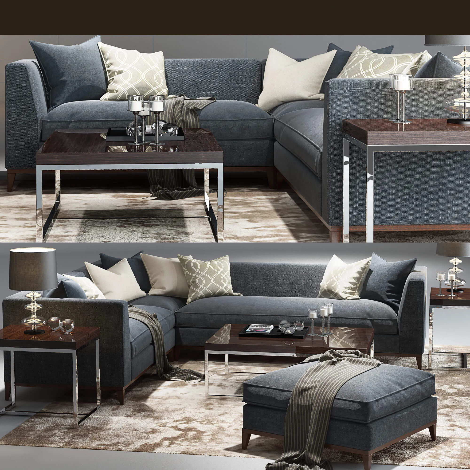 furniture - Baxter sofa set 09 3D Model