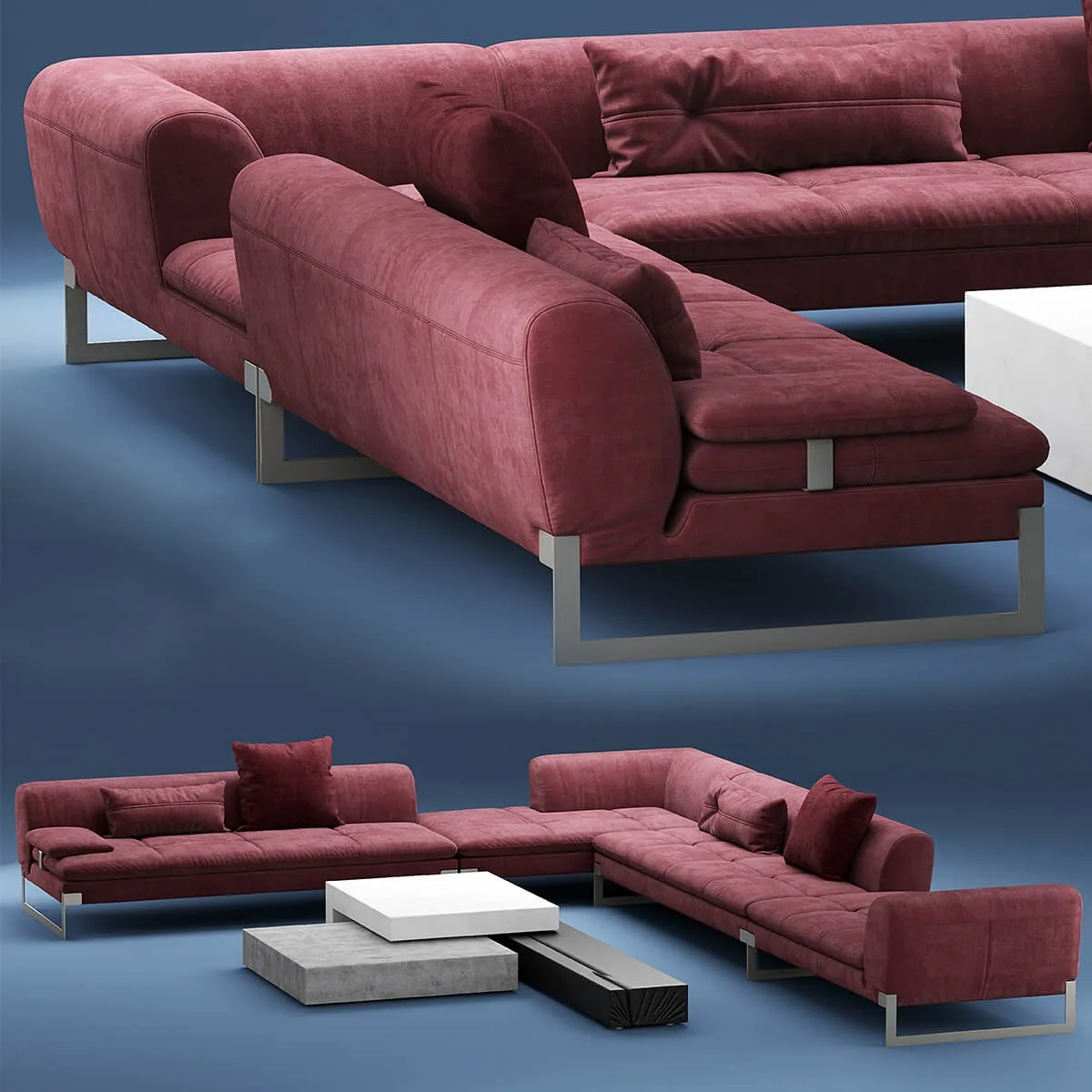 furniture - Baxter Viktor corner sectional leather sofa 3D Model