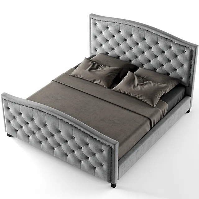 furniture - Baxton Studio Fawner Queen Upholstered Arched Platform bed 3D Model