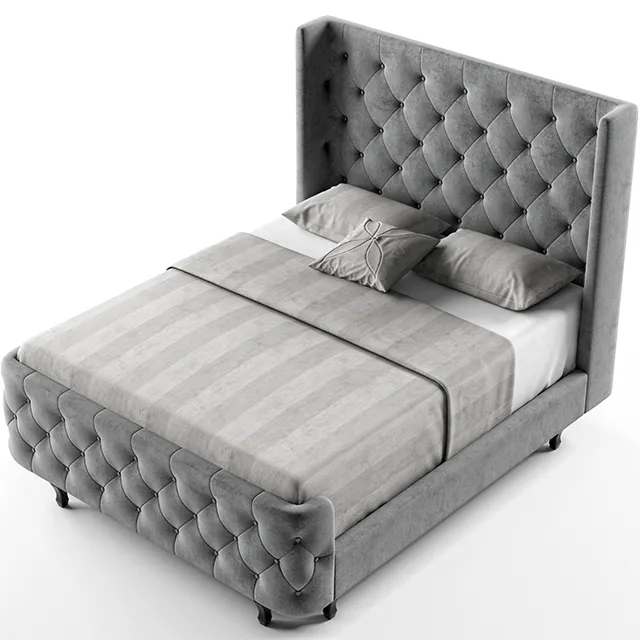 furniture - Baxton studio Regina wood contemporary bed Queen 3D Model