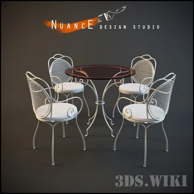 furniture - Beautiful light table with chairs 3D Model