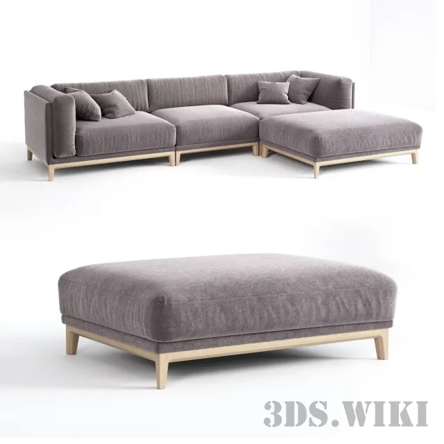 furniture - Beautiful Sofa and Ottoman 3D Model