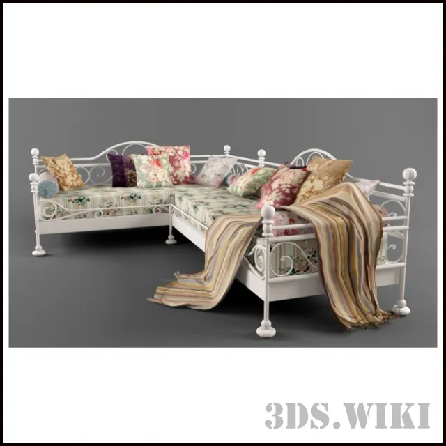 furniture - Beautiful sofa with a metal frame 3D Model