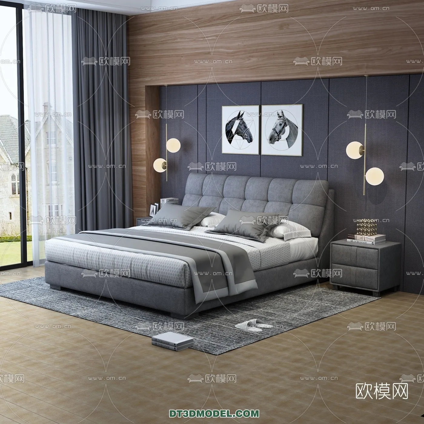 FURNITURE - BED - 3D Model For Interior Design - 2201