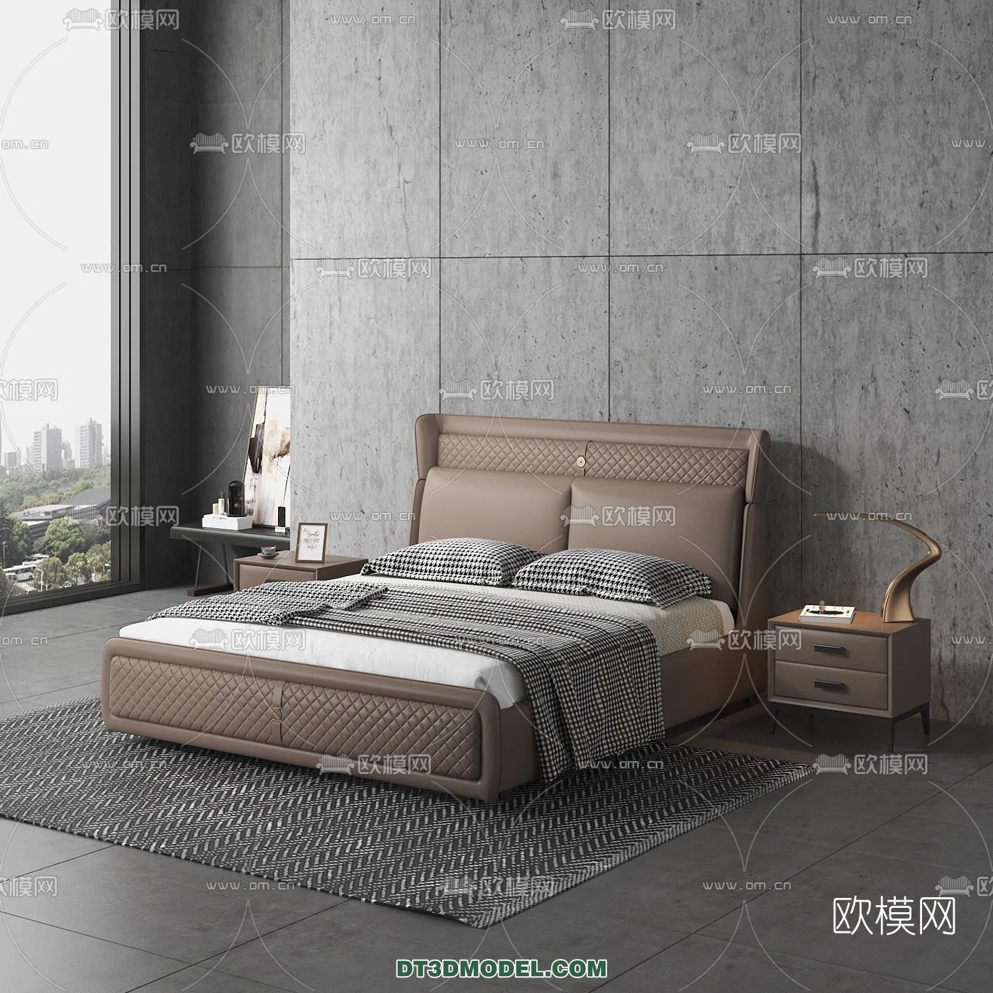 FURNITURE - BED - 3D Model For Interior Design - 2202