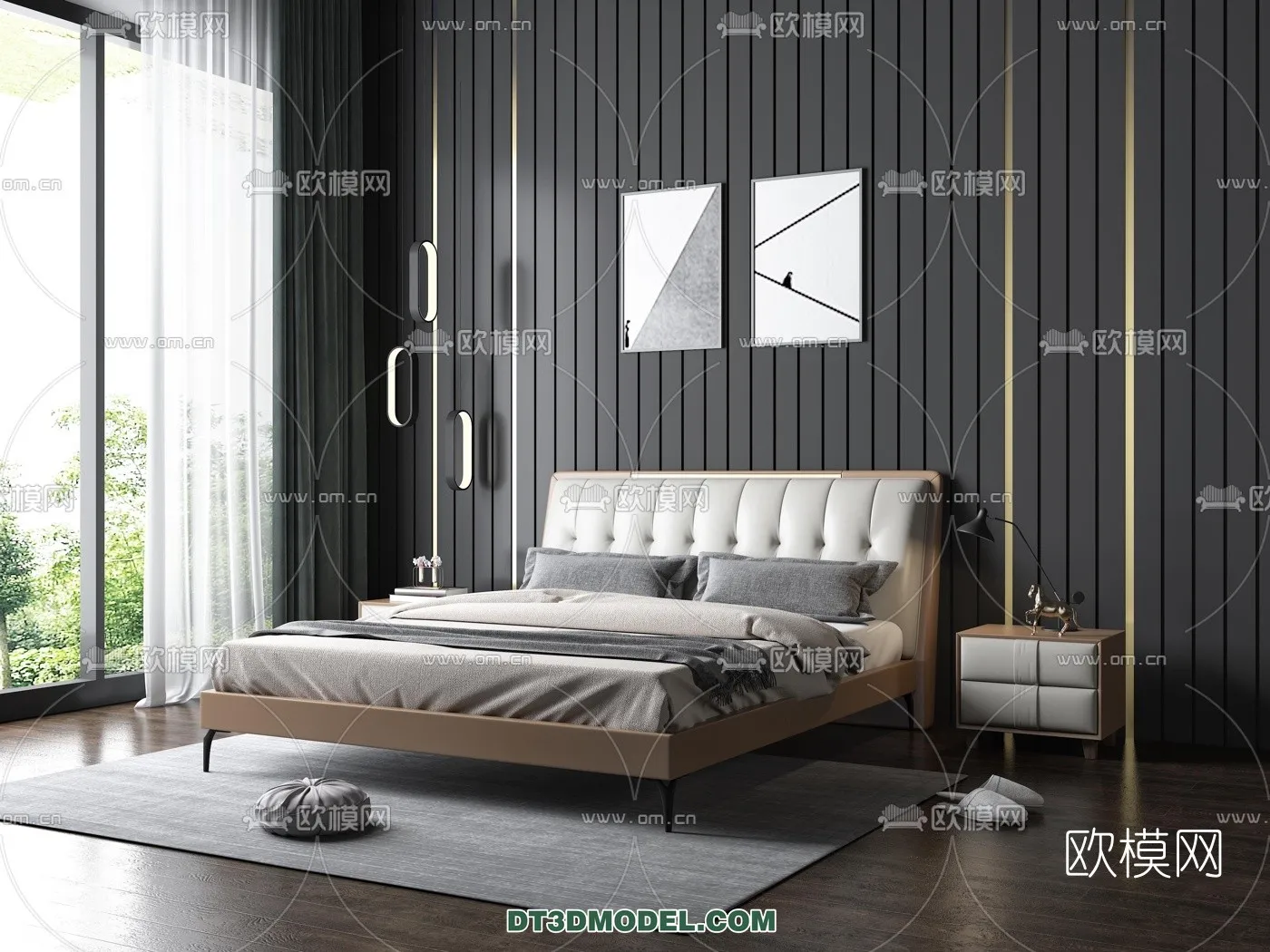 FURNITURE - BED - 3D Model For Interior Design - 2203