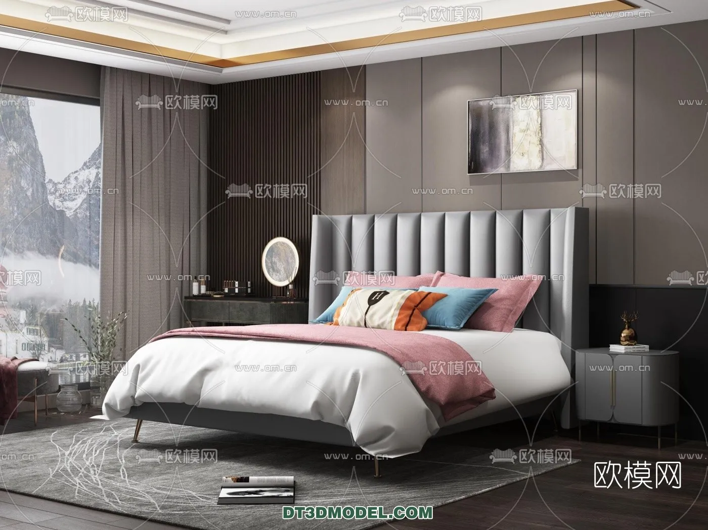 FURNITURE - BED - 3D Model For Interior Design - 2206