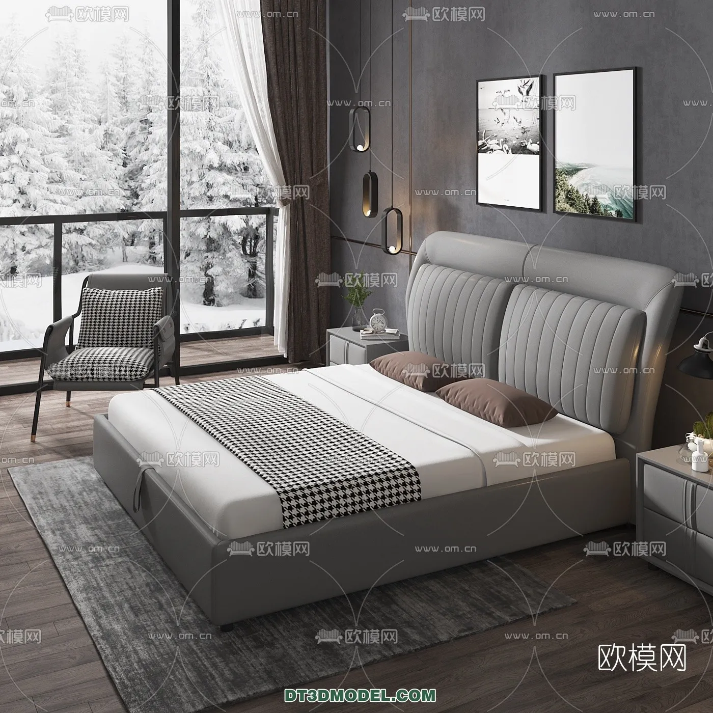 FURNITURE - BED - 3D Model For Interior Design - 2207