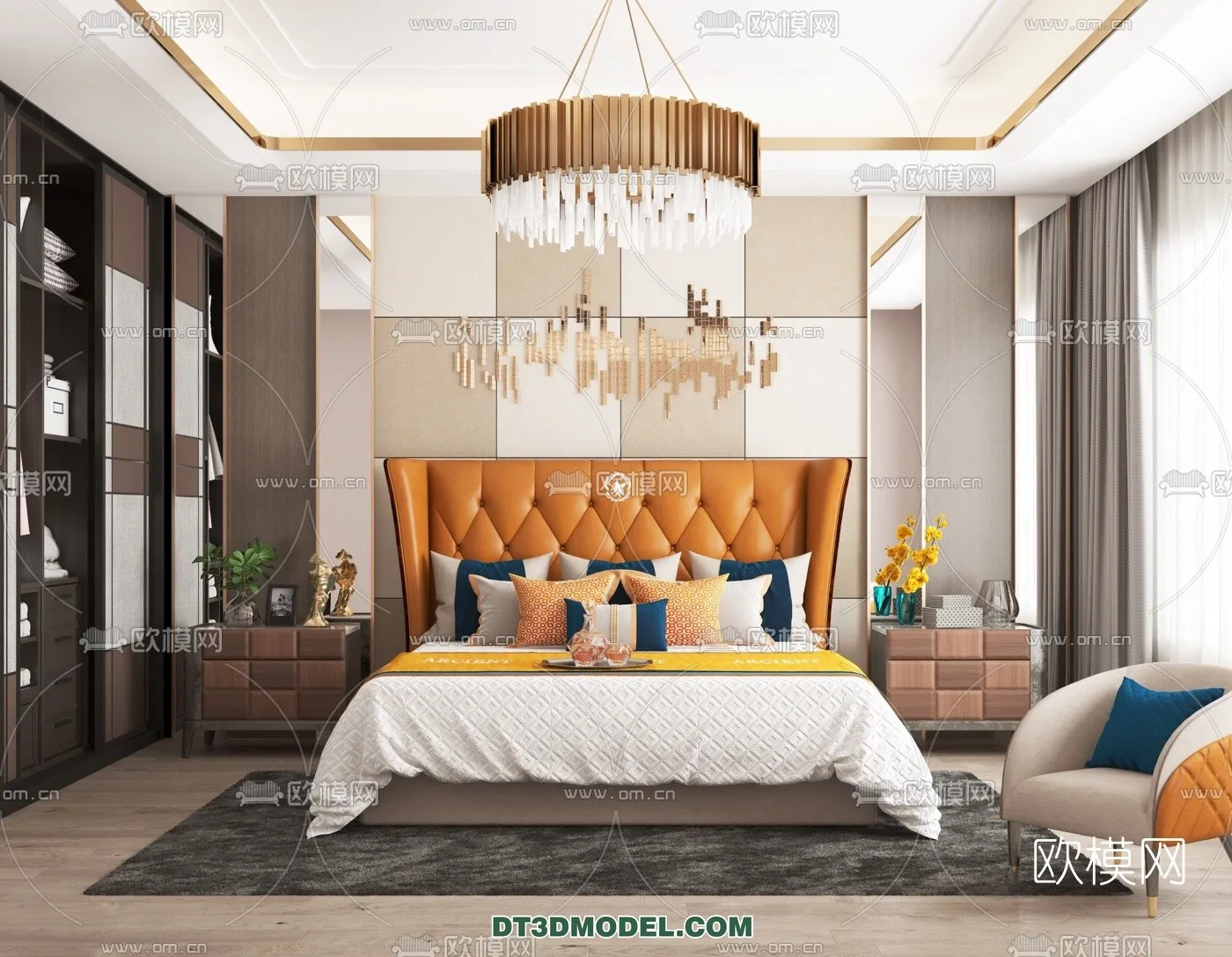 FURNITURE - BED - 3D Model For Interior Design - 2208