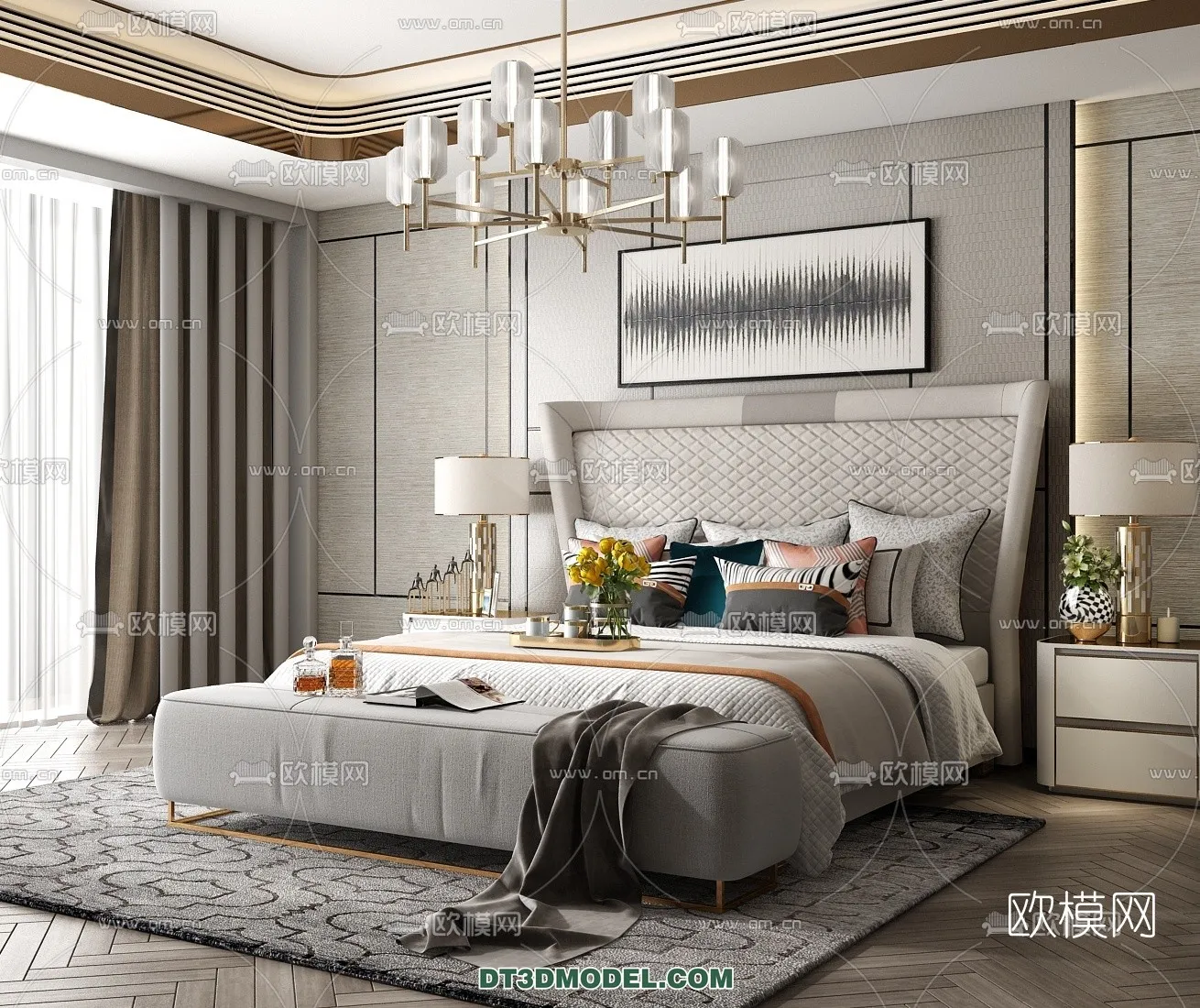 FURNITURE - BED - 3D Model For Interior Design - 2209