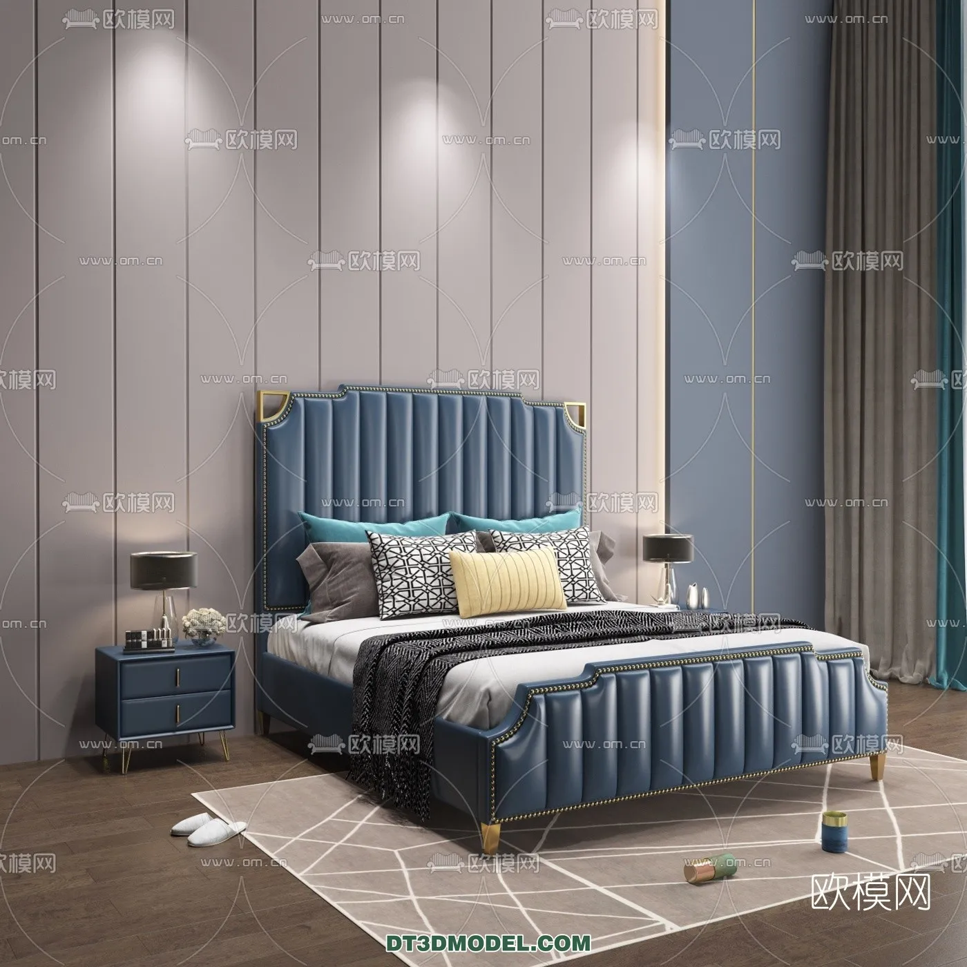 FURNITURE - BED - 3D Model For Interior Design - 2210