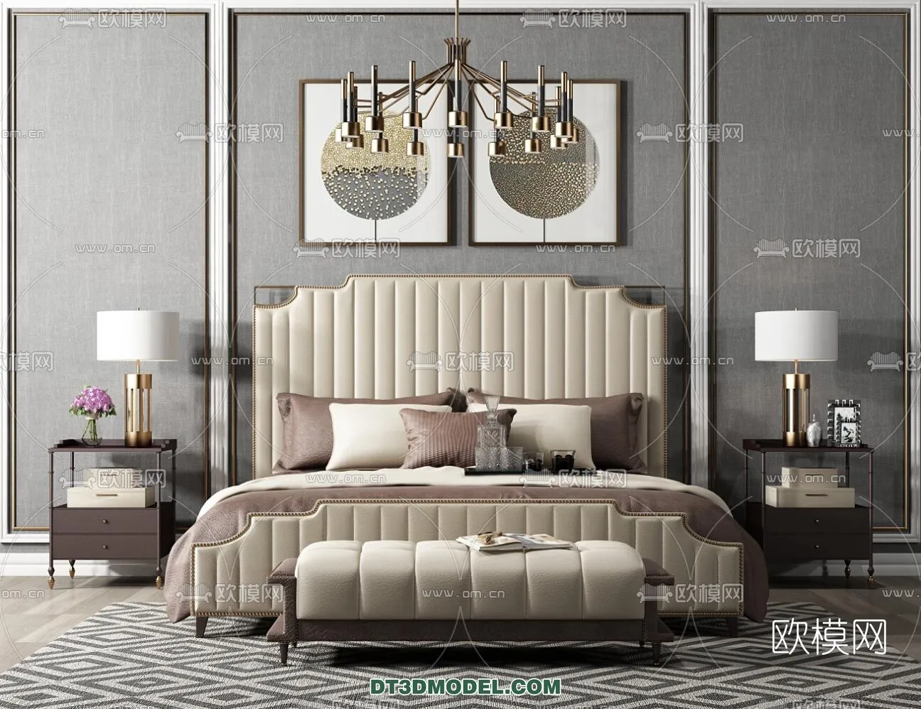 FURNITURE - BED - 3D Model For Interior Design - 2212