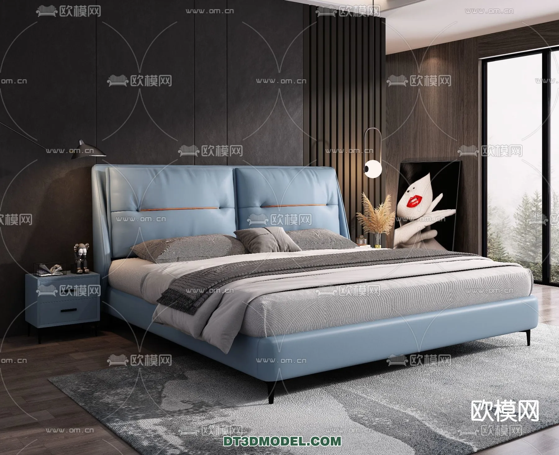 FURNITURE - BED - 3D Model For Interior Design - 2215