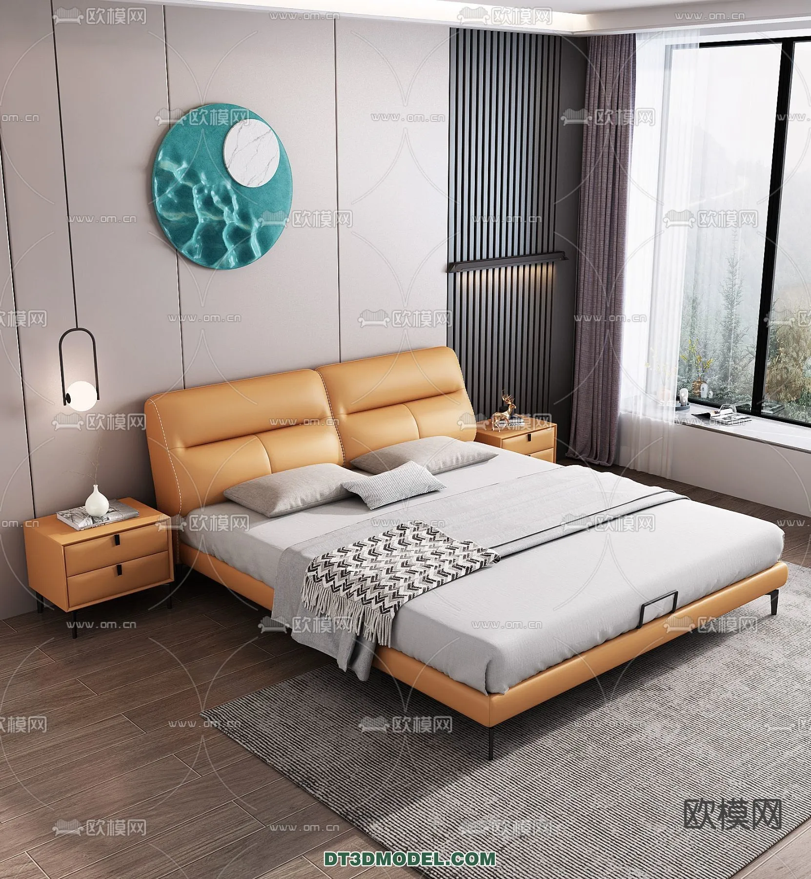 FURNITURE - BED - 3D Model For Interior Design - 2216