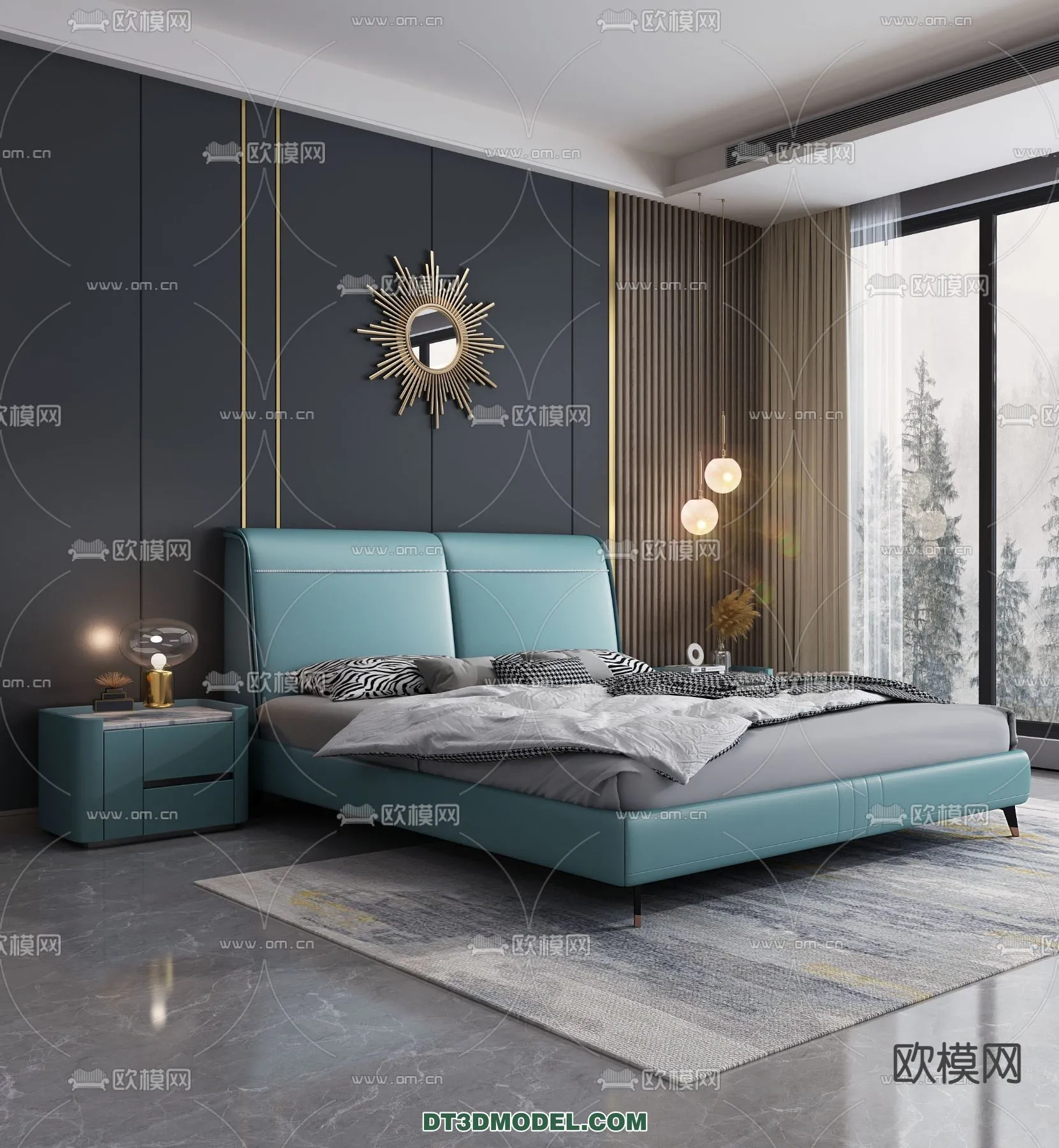 FURNITURE - BED - 3D Model For Interior Design - 2217