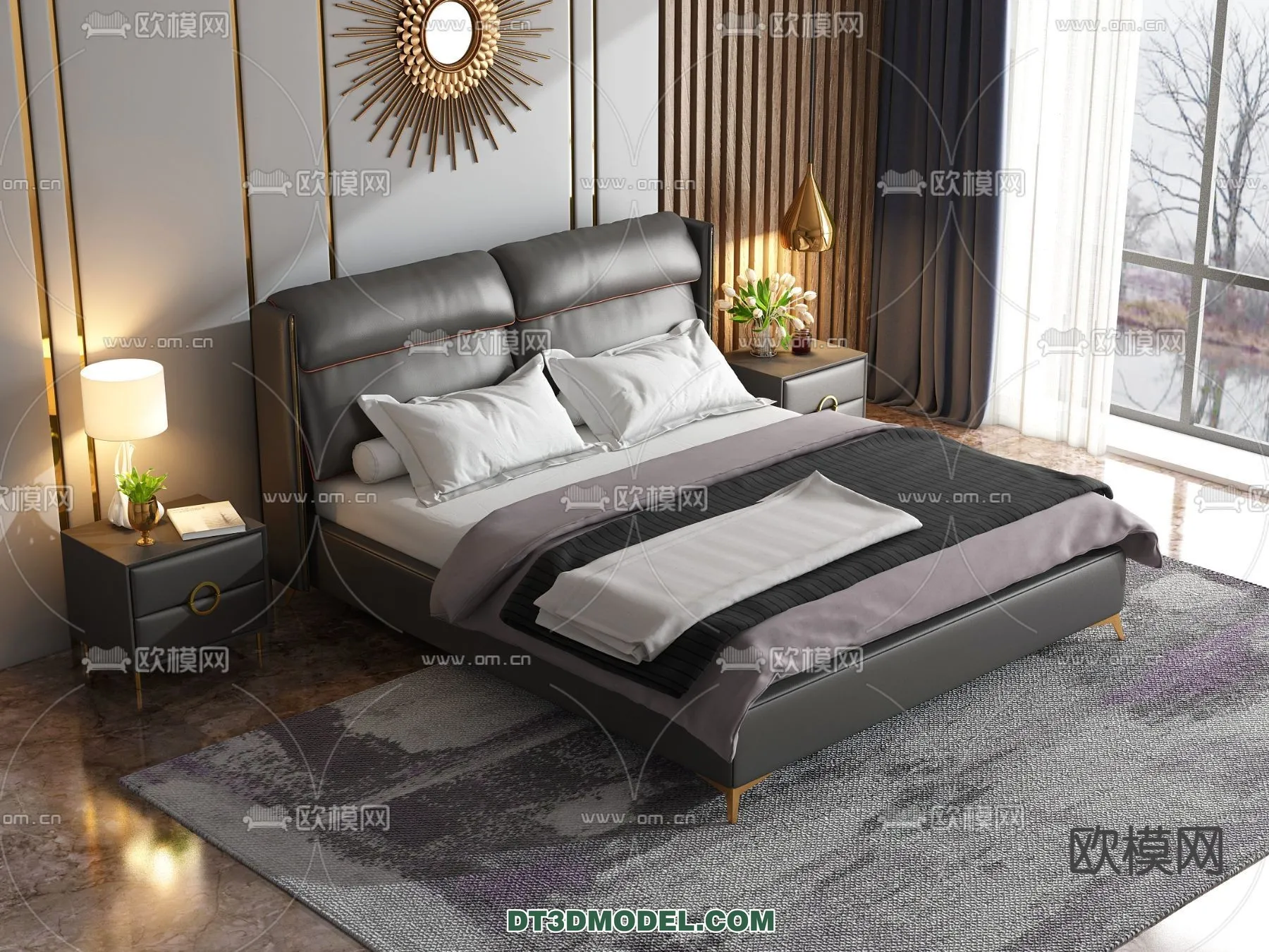 FURNITURE - BED - 3D Model For Interior Design - 2220