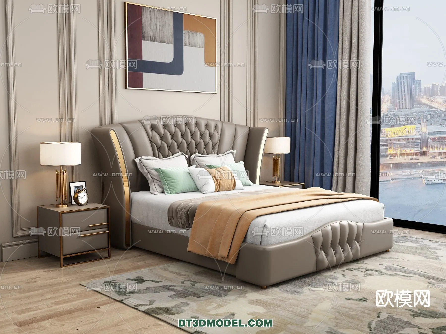 FURNITURE - BED - 3D Model For Interior Design - 2223