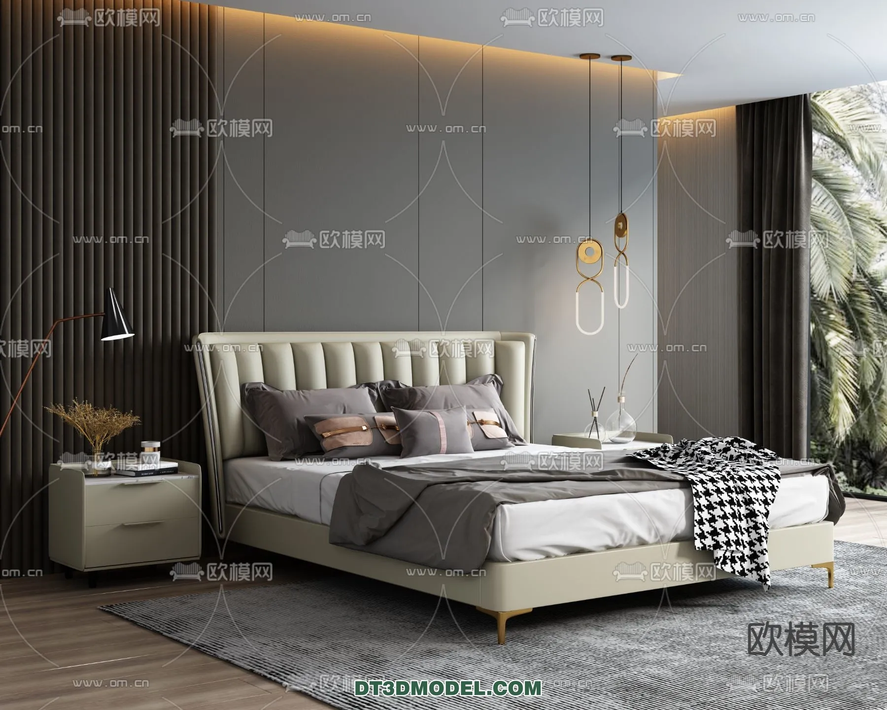 FURNITURE - BED - 3D Model For Interior Design - 2224