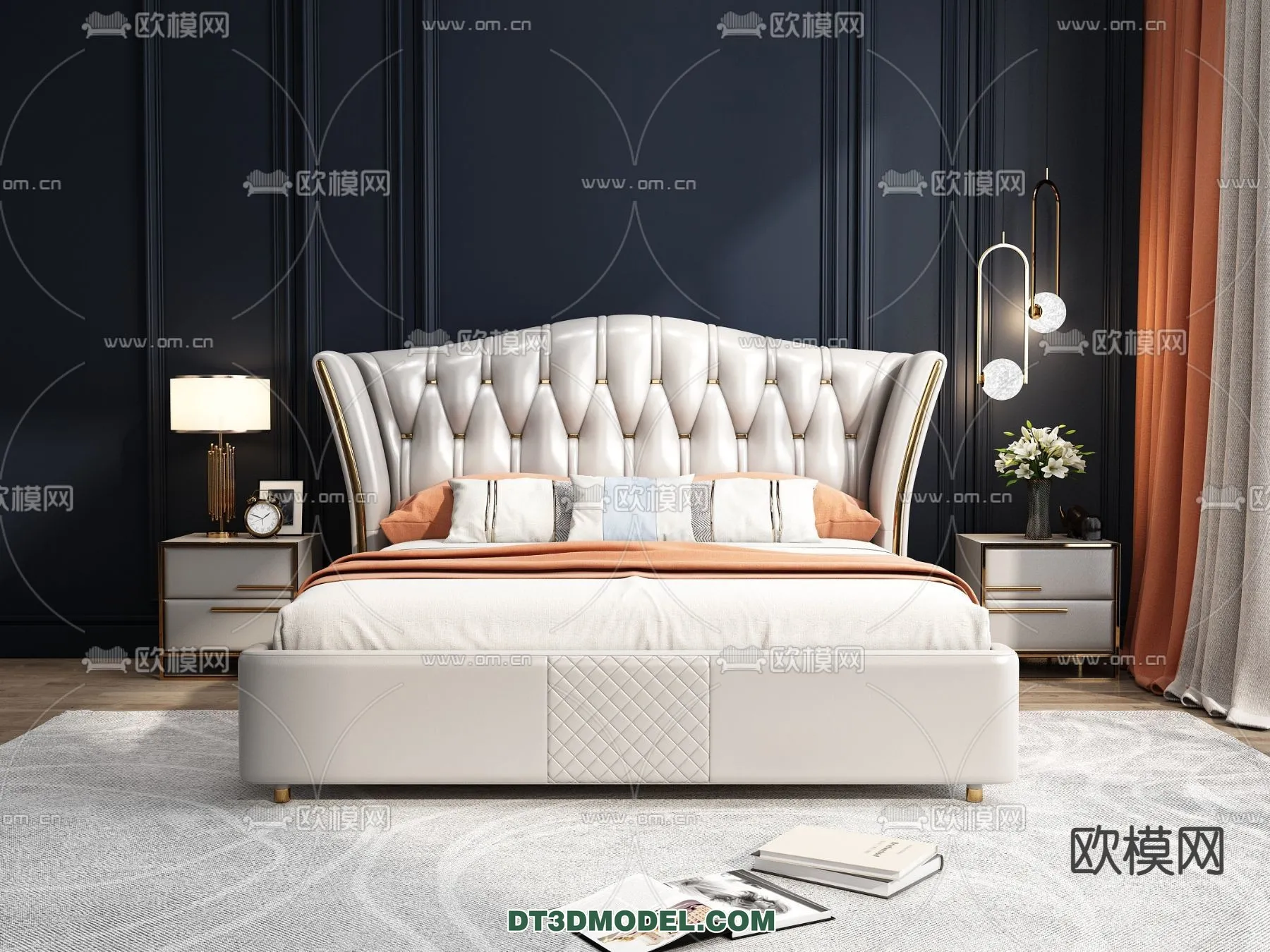 FURNITURE - BED - 3D Model For Interior Design - 2225