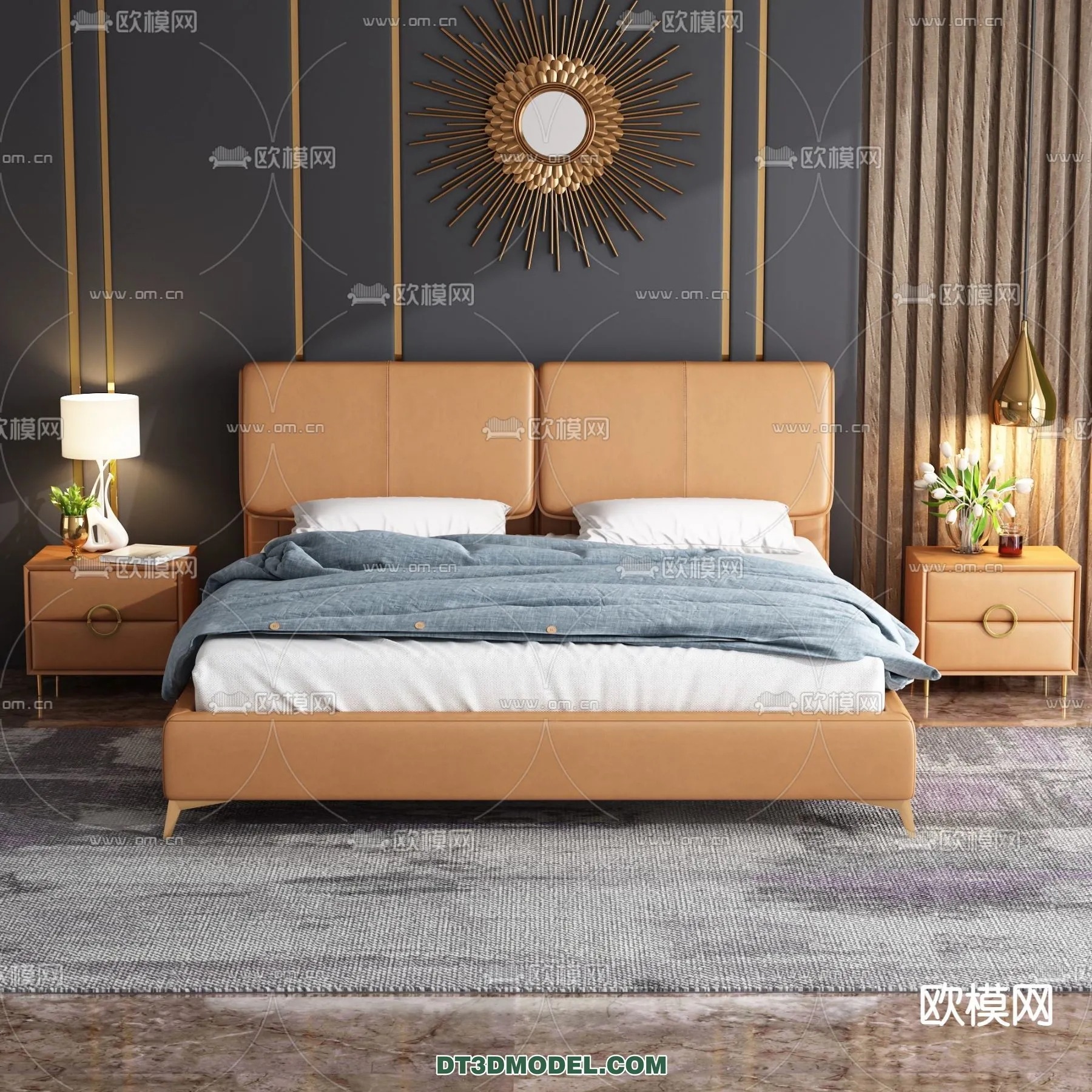 FURNITURE - BED - 3D Model For Interior Design - 2226