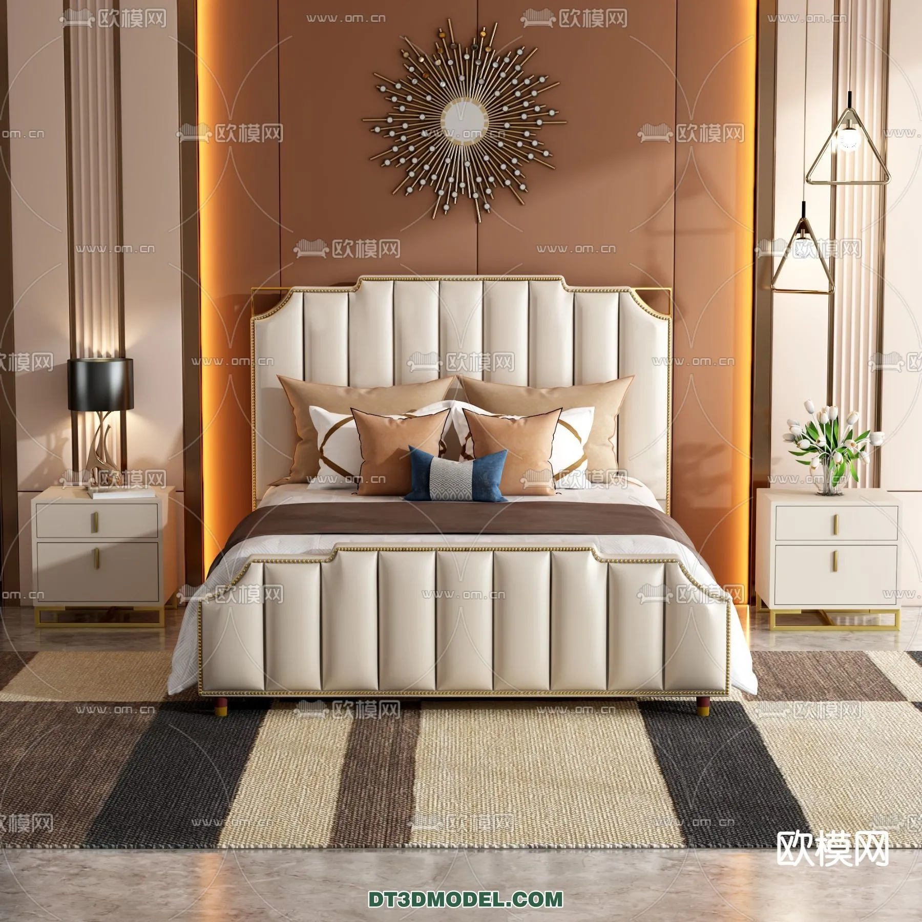 FURNITURE - BED - 3D Model For Interior Design - 2227