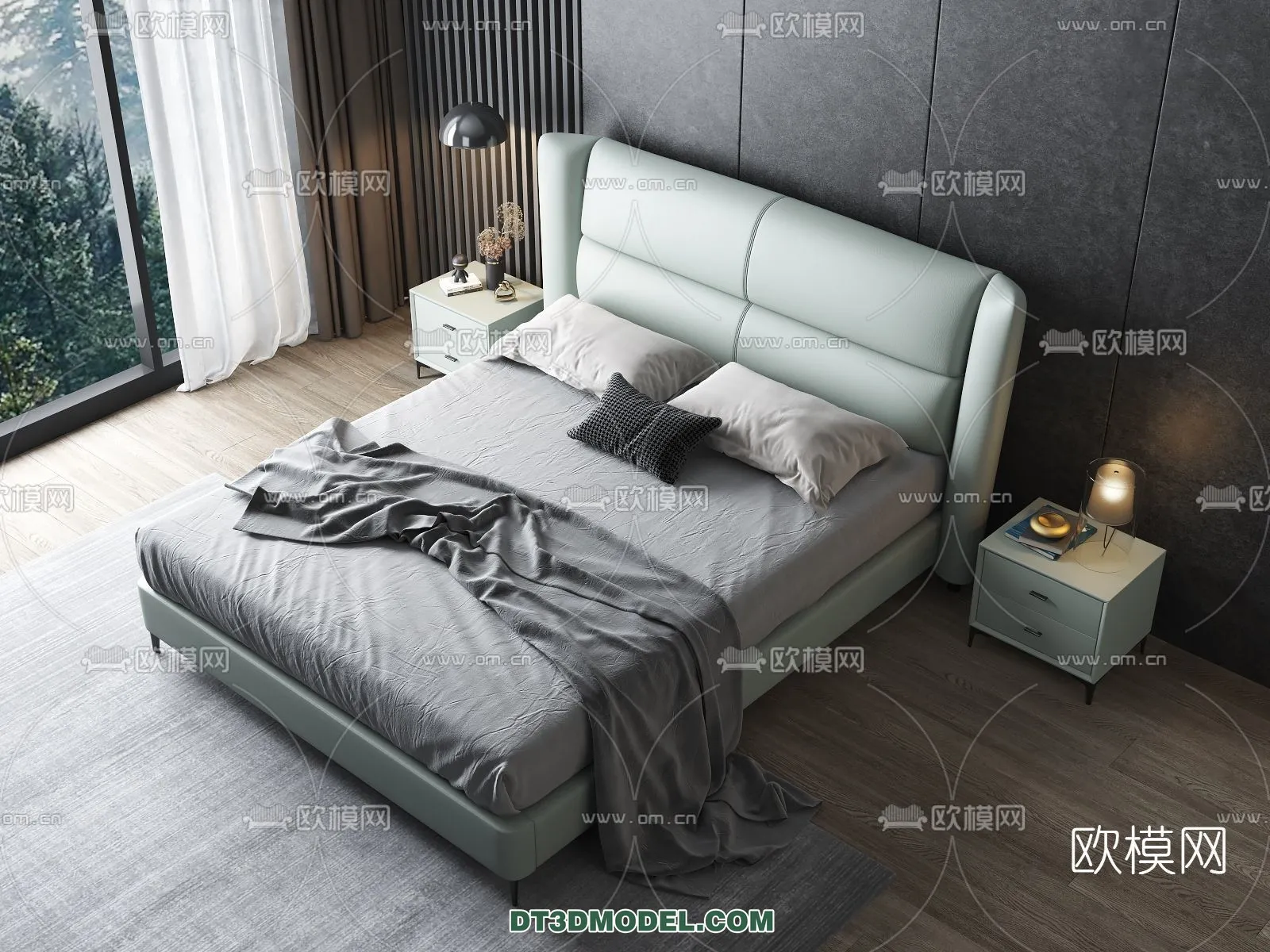 FURNITURE - BED - 3D Model For Interior Design - 2232