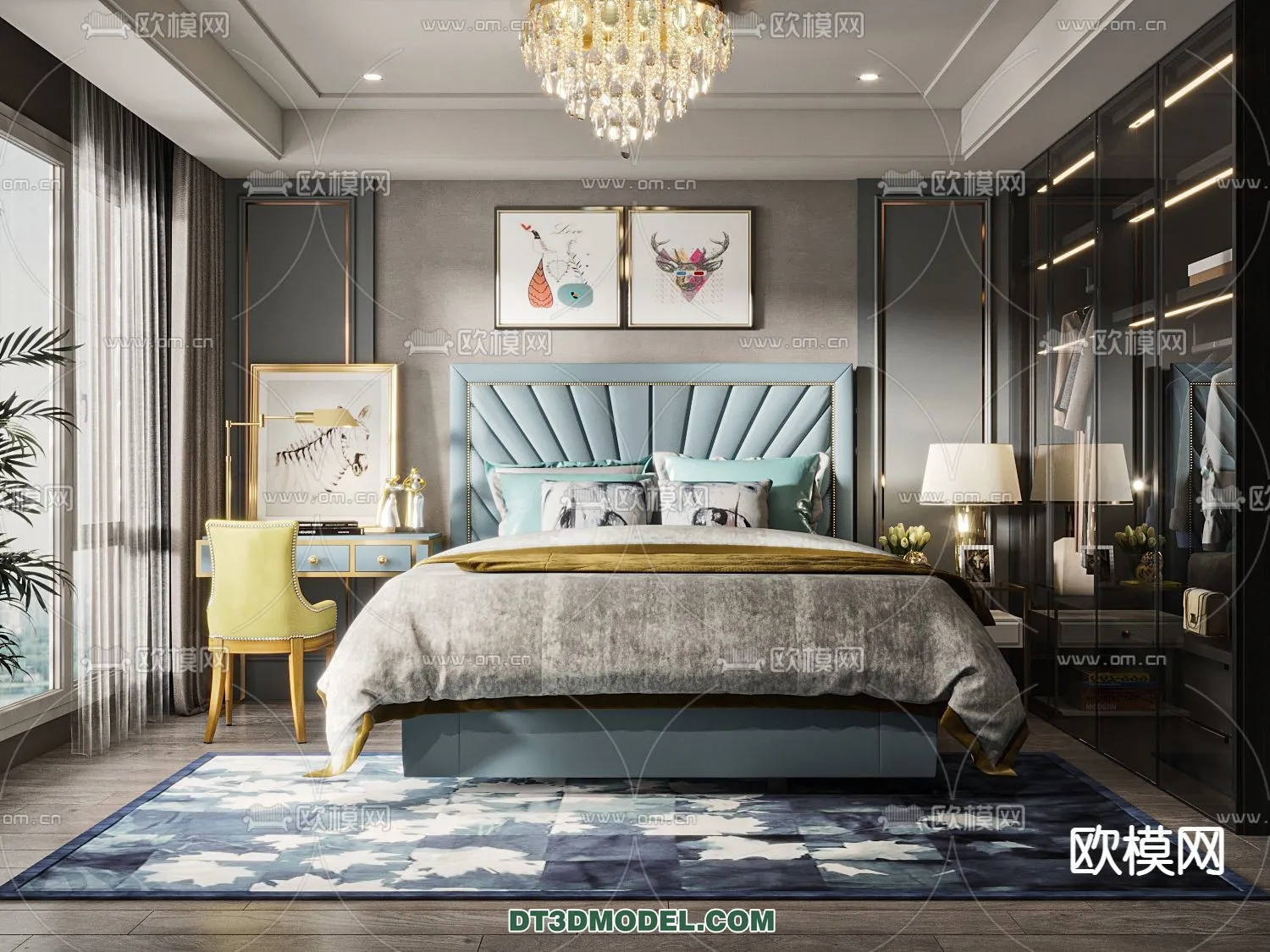 FURNITURE - BED - 3D Model For Interior Design - 2234