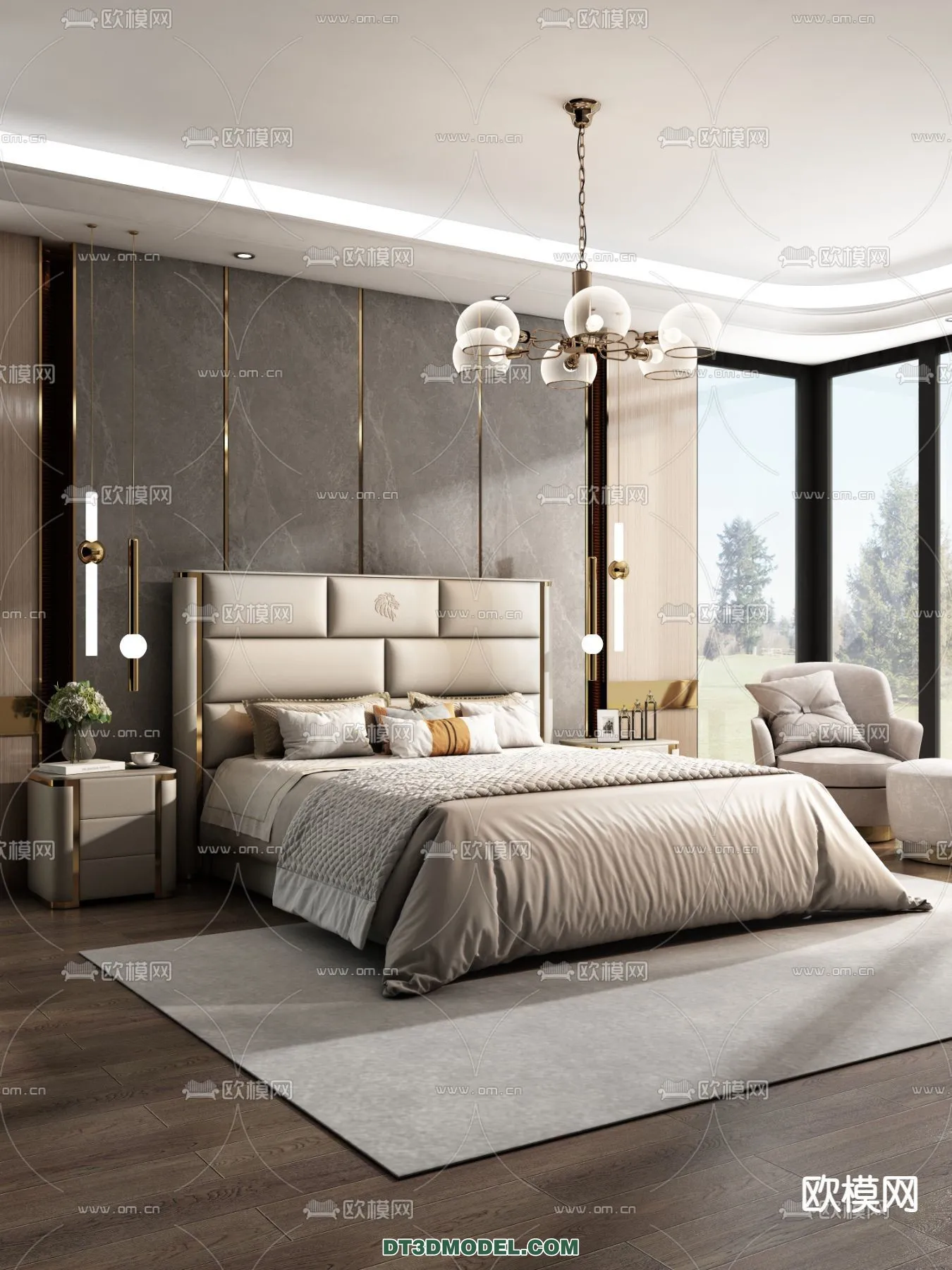 FURNITURE - BED - 3D Model For Interior Design - 2235