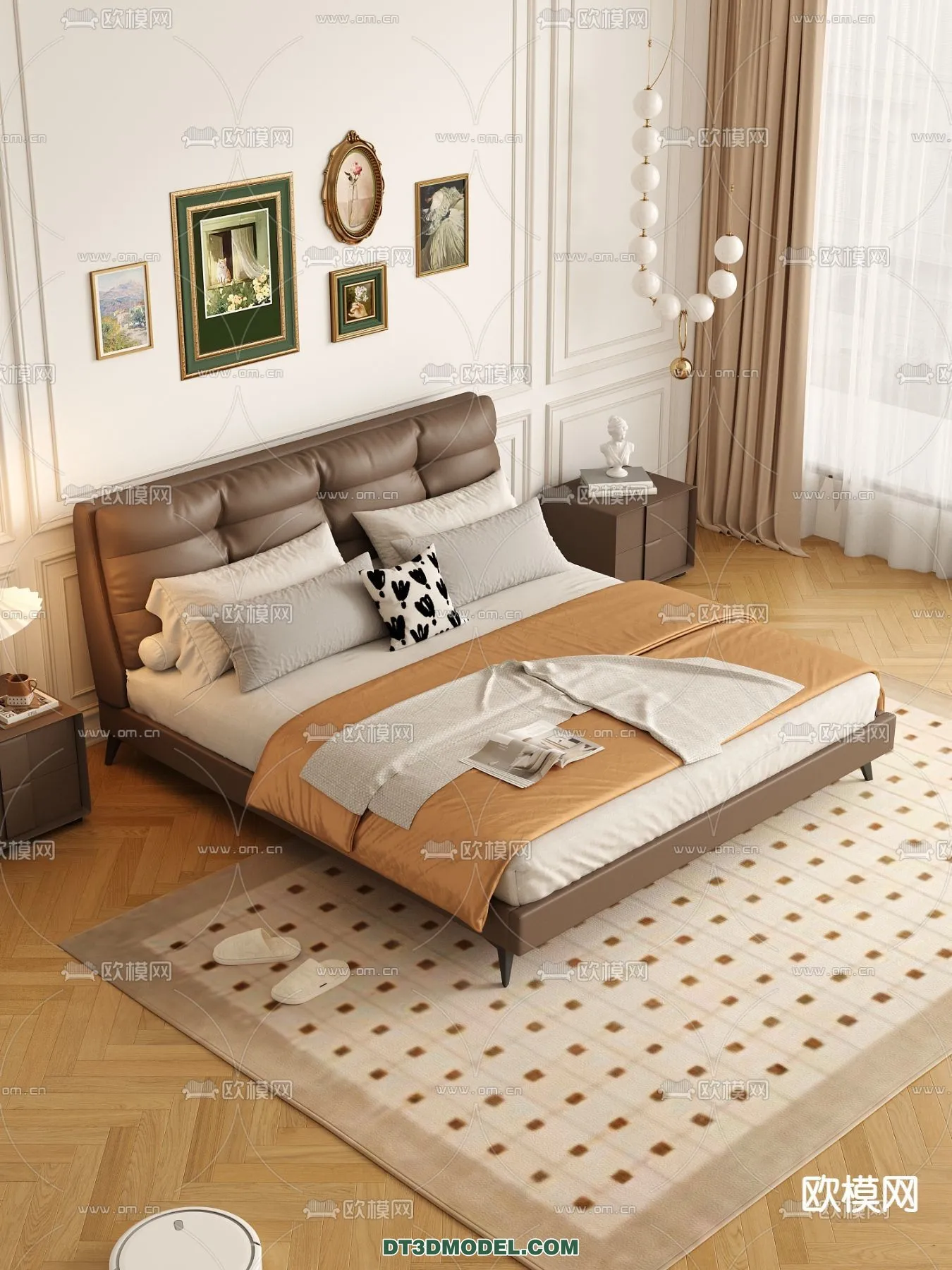 FURNITURE - BED - 3D Model For Interior Design - 2236