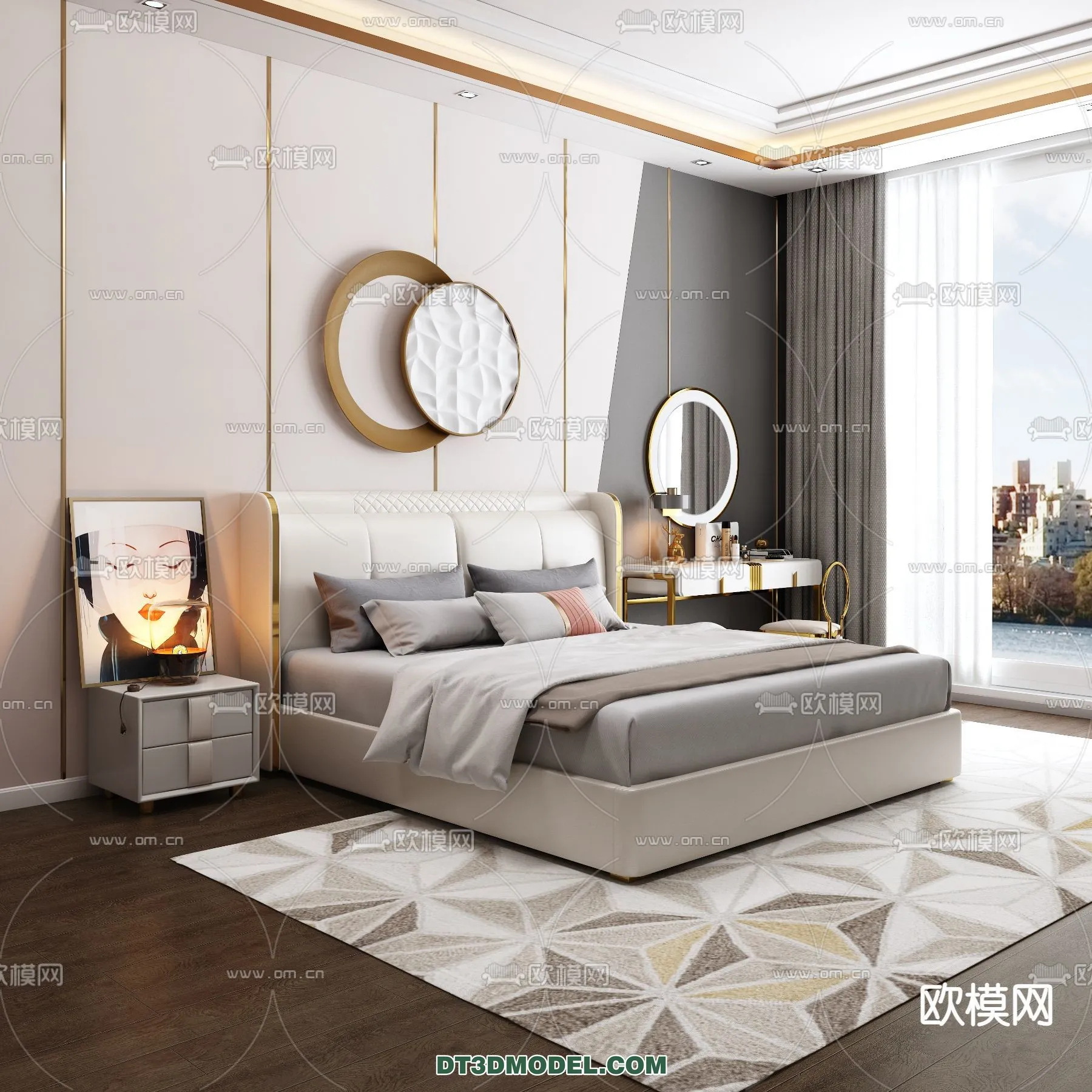 FURNITURE - BED - 3D Model For Interior Design - 2237